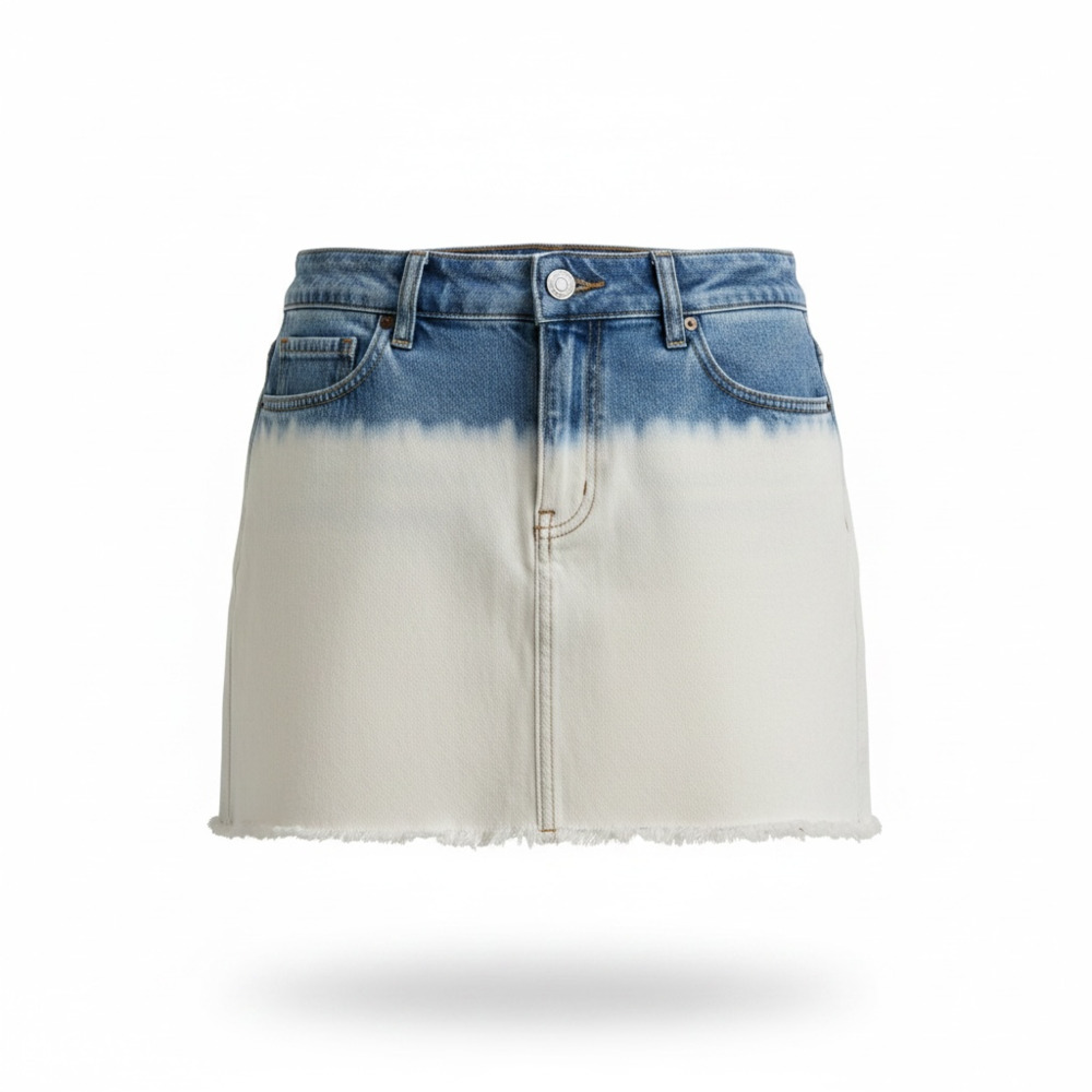 PacSun Two-Toned Dip-Dye Denim Mini Skirt with Raw Hem
